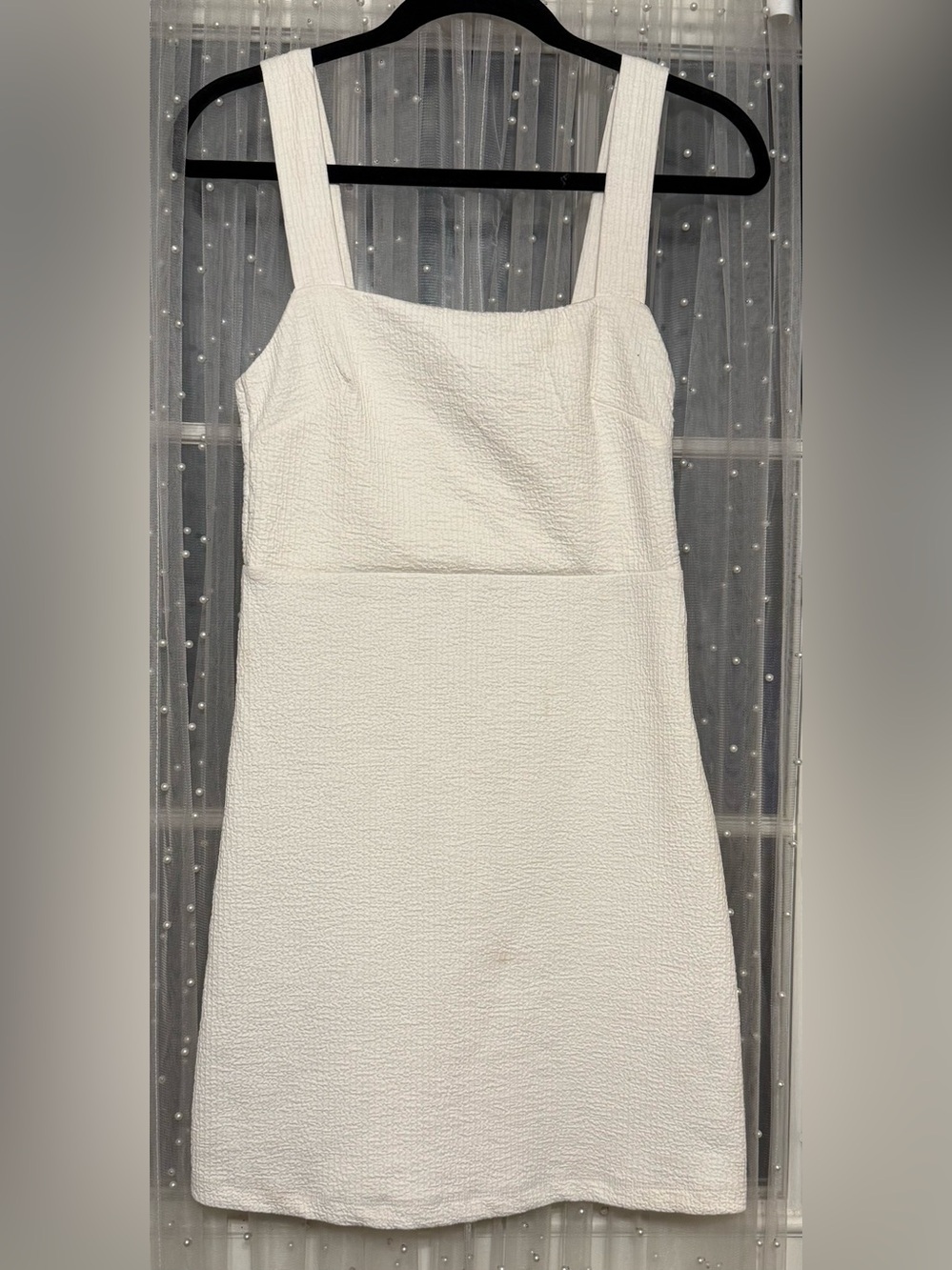 Urban Outfitters White Textured Square-Neck Mini Dress